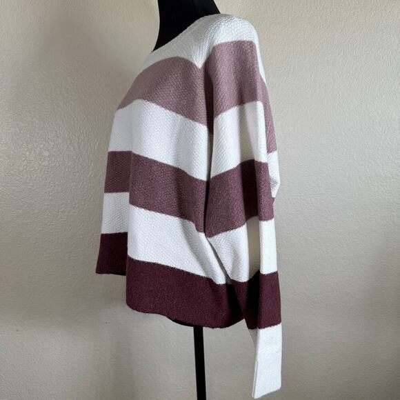 NWOT Pinque Waffle Knit Long Sleeve Color Block Stripped Cropped Sweater Size XL - Picture 3 of 10